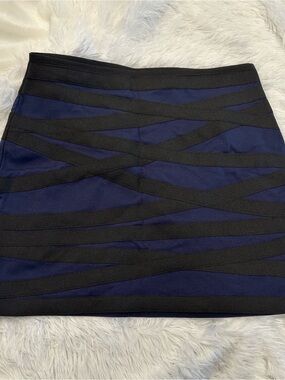 💙🖤 Express Navy Blue & Black Bandage Mini Skirt Size Medium Bodycon Stretch